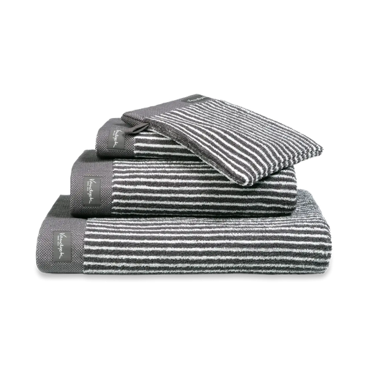 Vandyck Petit Ligne Handtuch Offblack – schmal gestreift, weiche Baumwolle & elegantes Badtextil in Dunkelgrau