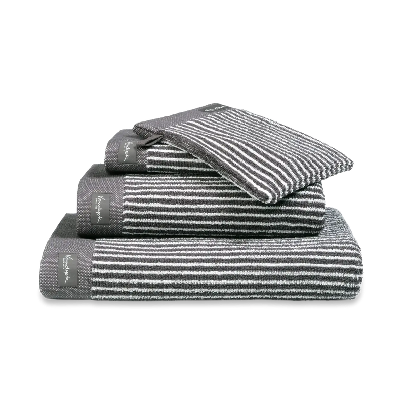 Gestreifte Handtücher Vandyck Home Petit Ligne – offblack / 2er Set Gästehandtuch 30 x 50 cm