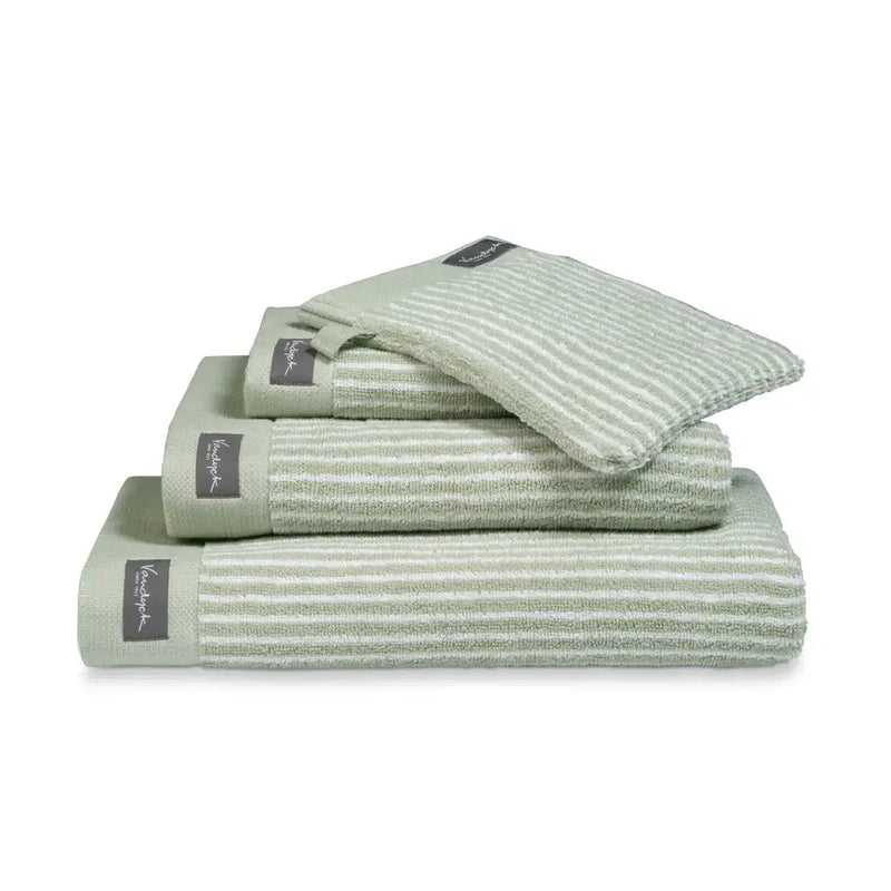 Gestreifte Handtücher Vandyck Home Petit Ligne – smokegreen / 2er Set Gästehandtuch 30 x 50 cm