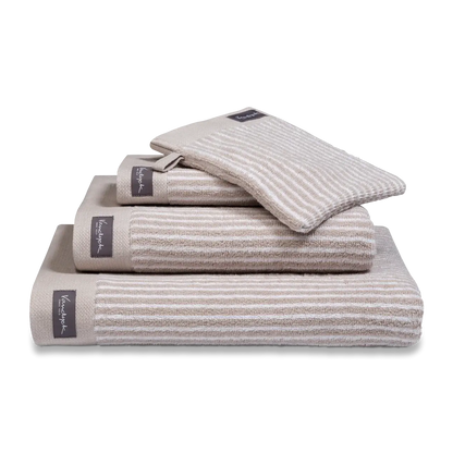 Vandyck Petit Ligne Handtuch White Beige – schmal gestreift, klassisch hell & weiche Baumwolle fürs Badezimmer