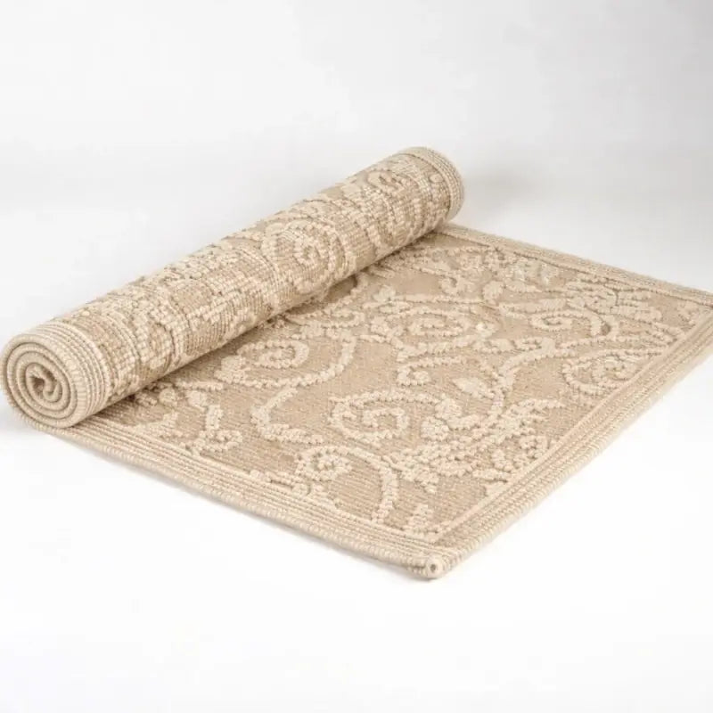 Baumwoll-Teppichläufer im Paisley-Design von Evelyn Kahle in Natur – stilvoller Vintage-Vorleger für Bad, Flur oder Wohnbereich