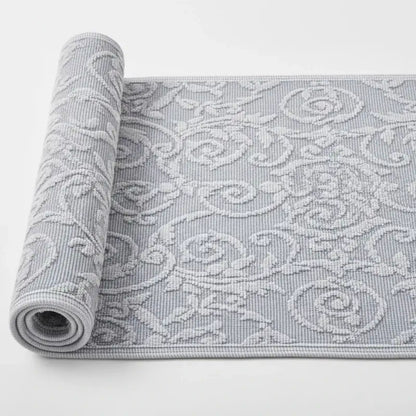 Vintage Teppichläufer „Evelyn Kahle“ aus pflegeleichter Baumwolle in Silber-Grau mit Paisley-Muster – dekorativer Vorleger für Flur, Wohnzimmer oder Schlafzimmer