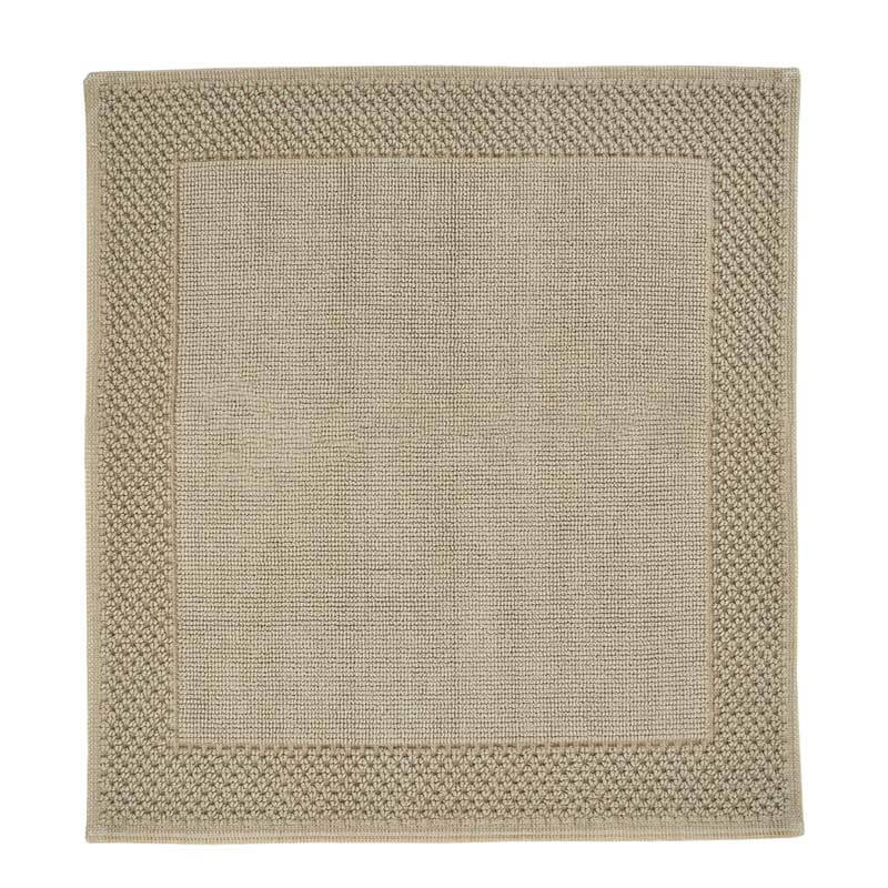 Badvorleger Yuma von Aquanova – 60x60 cm Vorleger aus Baumwolle mit Häkelrand in Almond für stilvolle Badezimmer