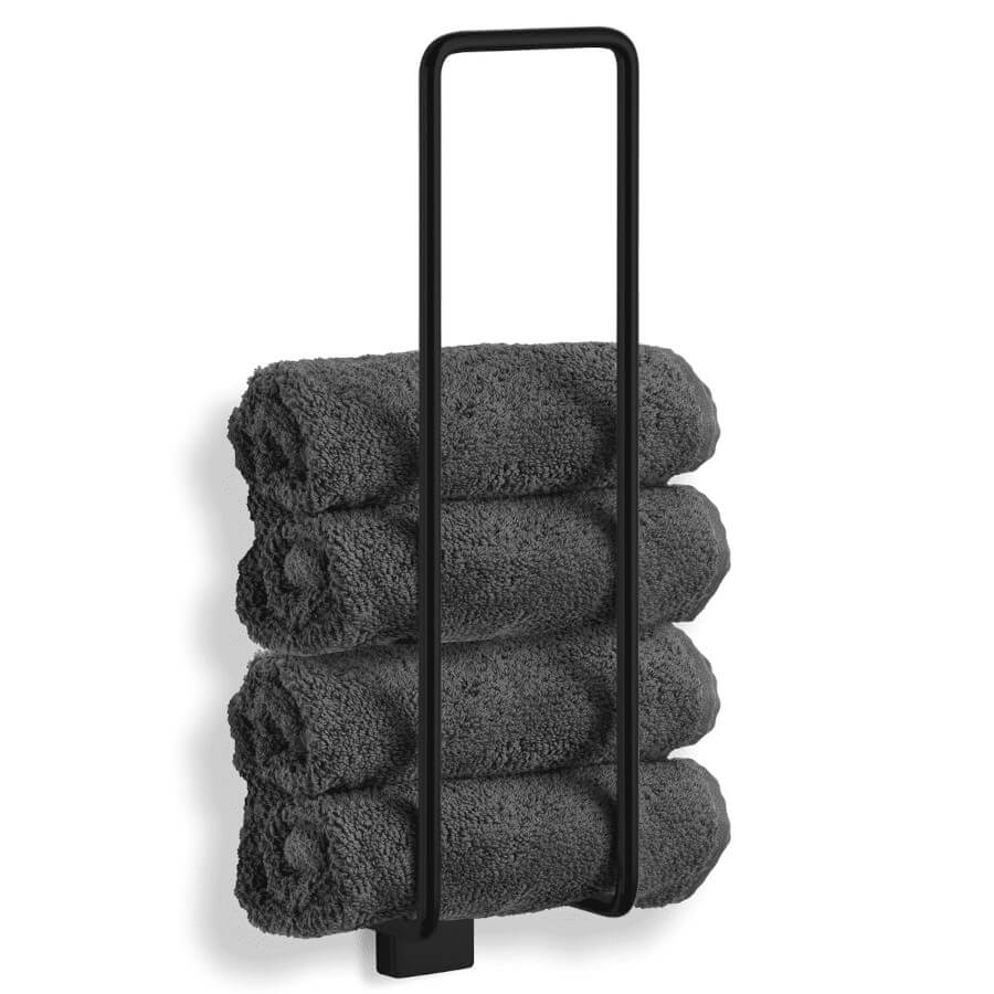 Wand-Gästehandtuchhalter zum Kleben in Schwarz: Der Gästehandtuchhalter "Gifis-21" von Giese in Schwarz zum Kleben ist ein praktisches Badaccessoire.