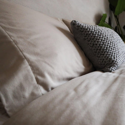 Solden Bettwäsche, Baumwollflanell, Beige: Hochwertige, warme Flanell-Bettwäsche.