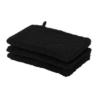 Waschhandschuh London von Aquanova, Set in Schwarz, stilvoll und praktisch für Ihr Bad.