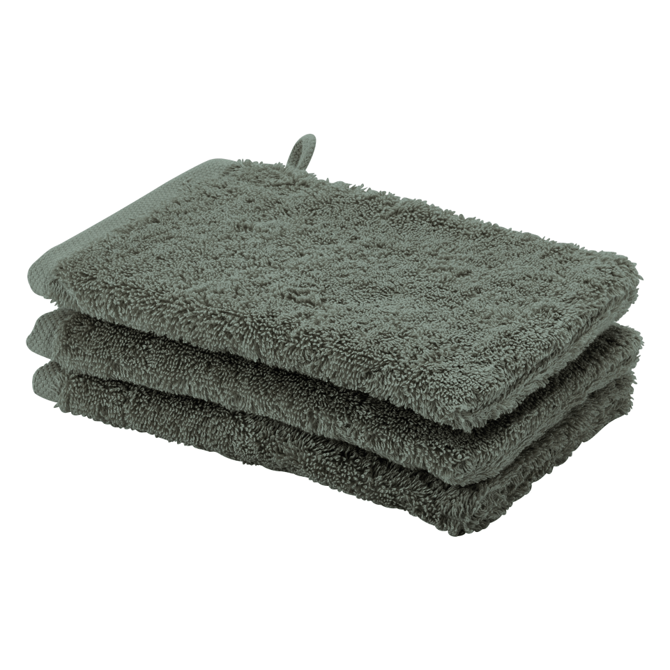 Waschhandschuh-Set London in Forest von Aquanova aus weicher Baumwolle – ideal für die tägliche Körperpflege im Badezimmer.