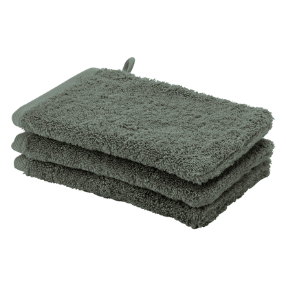 Waschhandschuh-Set London in Forest von Aquanova aus weicher Baumwolle – ideal für die tägliche Körperpflege im Badezimmer.