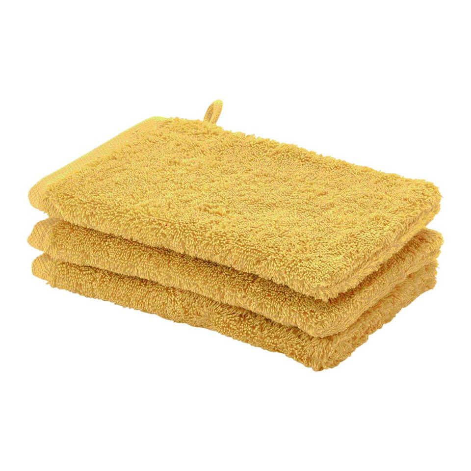 Waschhandschuh-Set in Gelb: Das Waschhandschuh-Set "London Mimosa" von Aquanova in Gelb ist ein stilvolles Badaccessoire.