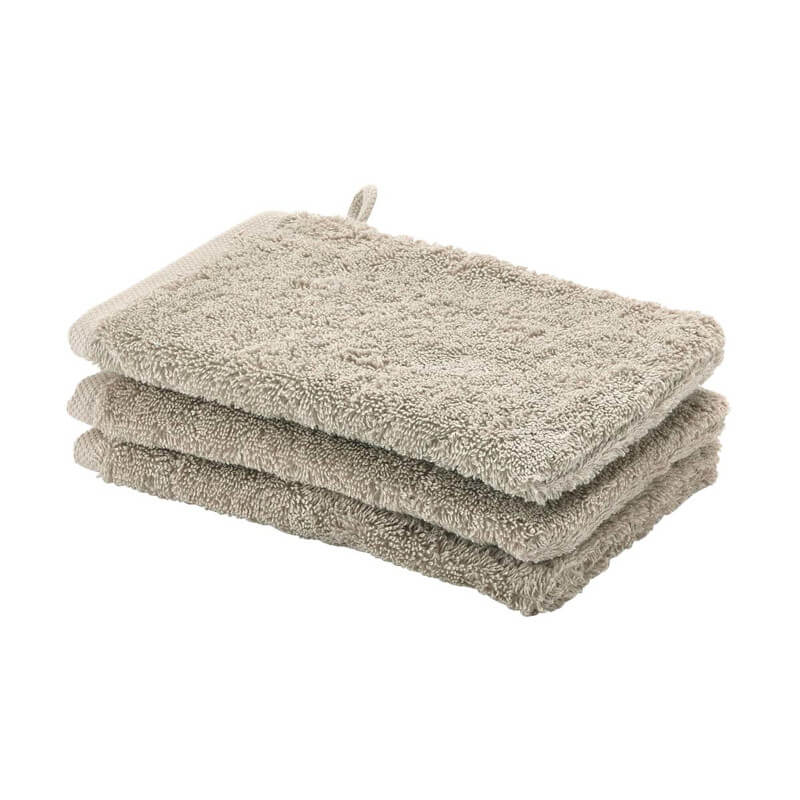 Weiches Aquanova London Waschhandschuh-Set aus Baumwolle in der Farbe Desert.