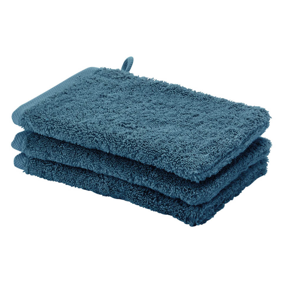Waschhandschuh-Set London in Oceanblau von Aquanova aus weicher Baumwolle – ideal für die tägliche Körperpflege im Badezimmer.