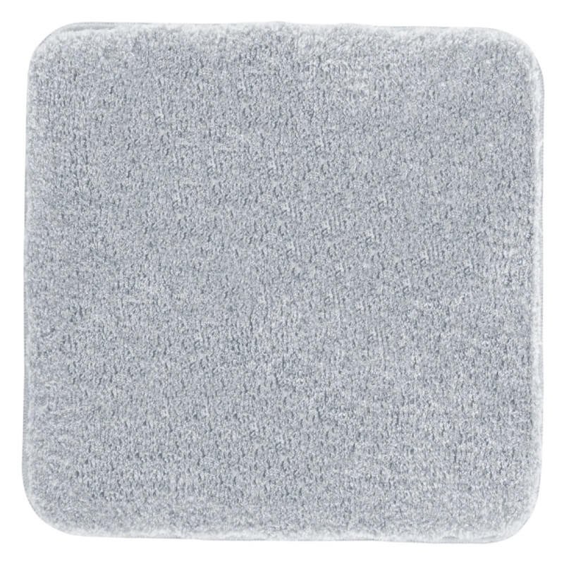Silber-Grauer WC-Teppich "Montana" (60x60cm) – weicher Hochflor, leicht zu reinigen.