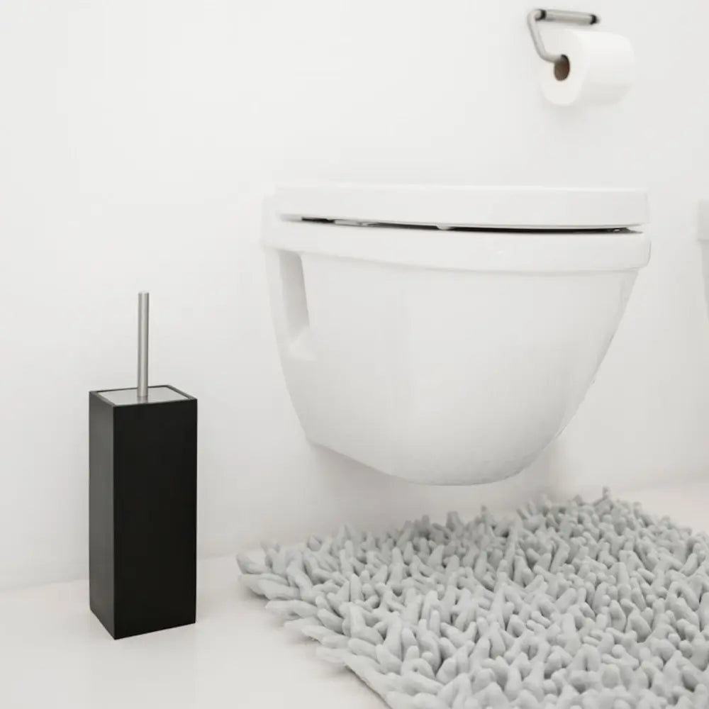 WC-Bürste Moon in Schwarz von Aquanova aus Polyresin – moderne und stilvolle Toilettenbürstengarnitur für ein elegantes Badezimmer.