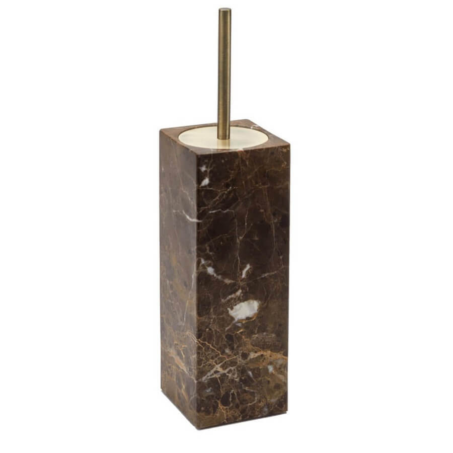 WC-Bürstengarnitur aus Marmor in Braun-Gold: Die WC-Bürstengarnitur "Hammam" von Aquanova ist ein luxuriöses Badaccessoire.