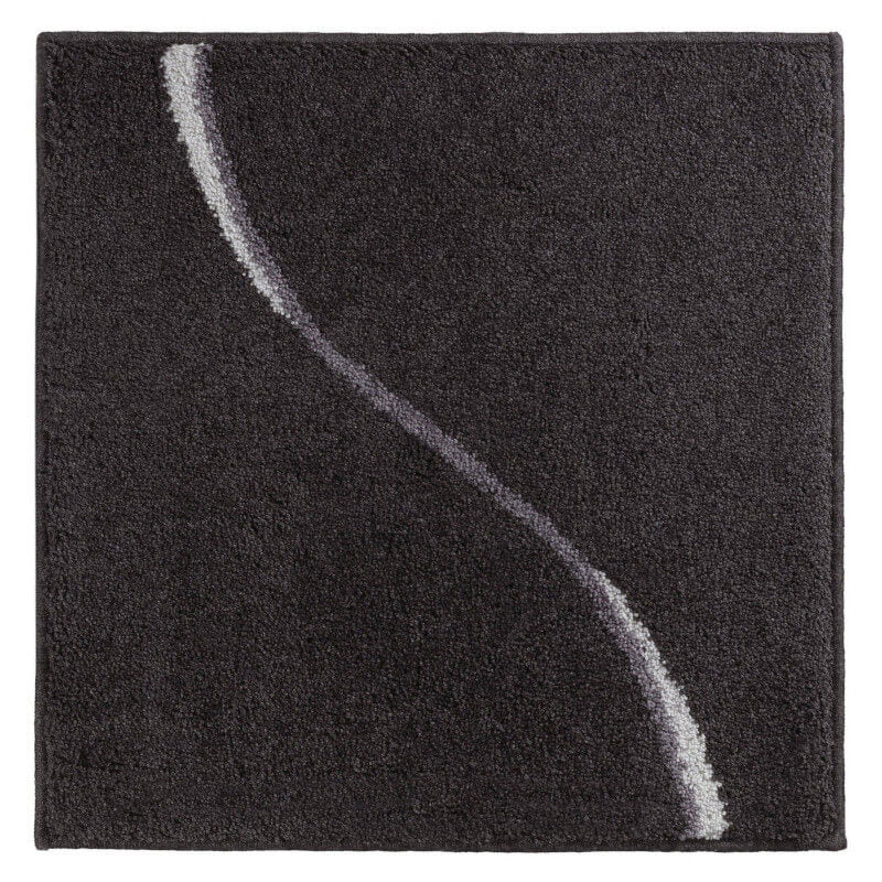 WC Vorleger 60x60 cm in Anthrazit Dunkelgrau – weiche, gemusterte Hochflor Badematte Carve, rutschfest fürs Badezimmer.