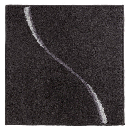 WC Vorleger 60x60 cm in Anthrazit Dunkelgrau – weiche, gemusterte Hochflor Badematte Carve, rutschfest fürs Badezimmer.