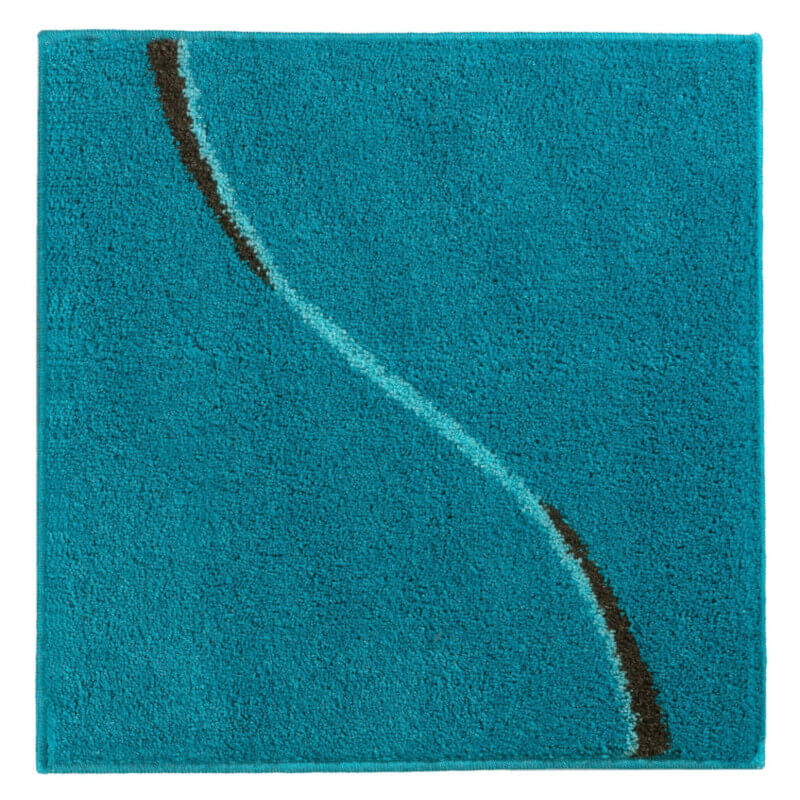 WC Vorleger 60x60 cm in Aqua Blau – weiche, gemusterte Hochflor Badematte Carve, rutschfest fürs Badezimmer.