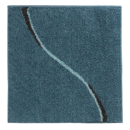 WC Vorleger 60x60 cm in Ocean Blau – weiche, gemusterte Hochflor Badematte Carve, rutschfest fürs Badezimmer.