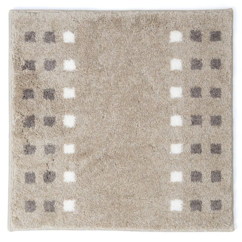 WC Vorleger 60x60 cm gemustert in Dunkelgrau Sand Beige – pflegeleichte, rutschfeste Badematte Brica fürs Badezimmer.