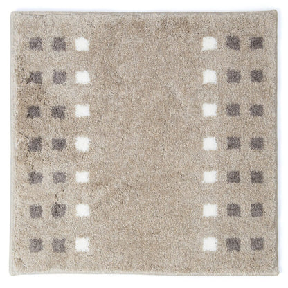 WC Vorleger 60x60 cm gemustert in Dunkelgrau Sand Beige – pflegeleichte, rutschfeste Badematte Brica fürs Badezimmer.