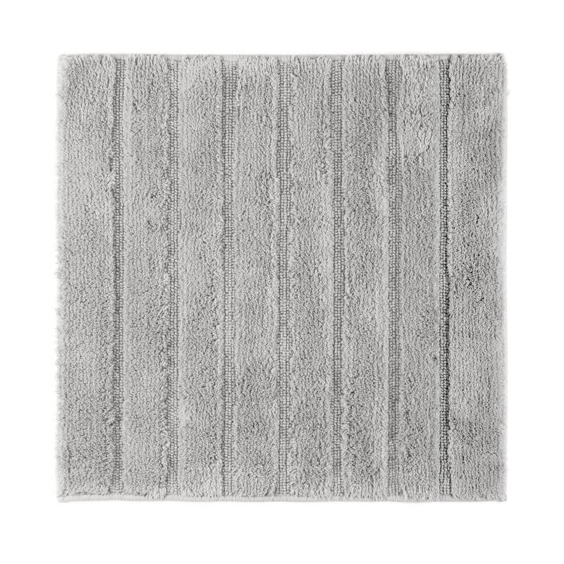 WC-Vorleger California White Smoke Hellgrau 60x60cm, aus weicher Baumwolle mit Hoch-Tief-Streifen und rutschfester Unterseite.