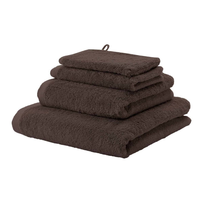 Weiches Handtuch-Set London in Pecan Dunkelbraun von Aquanova aus Baumwolle – saugstark und ideal für ein stilvolles Badezimmer.