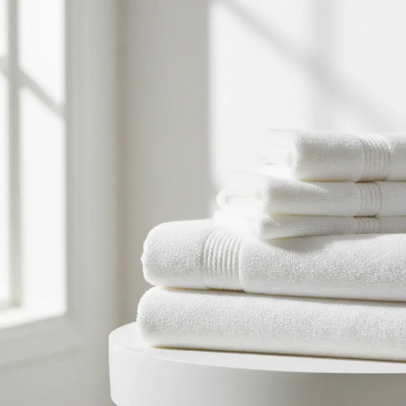 Weiße Handtücher im modernen Badezimmer – zeitlos, weich und hochwertig