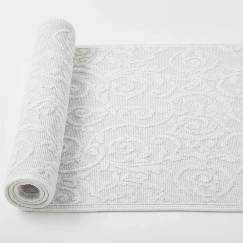 Großer weißer Vorleger „Evelyn Kahle“ im Landhausstil mit Paisley-Muster – dekorativer Teppich für Wohnzimmer, Flur oder Schlafzimmer