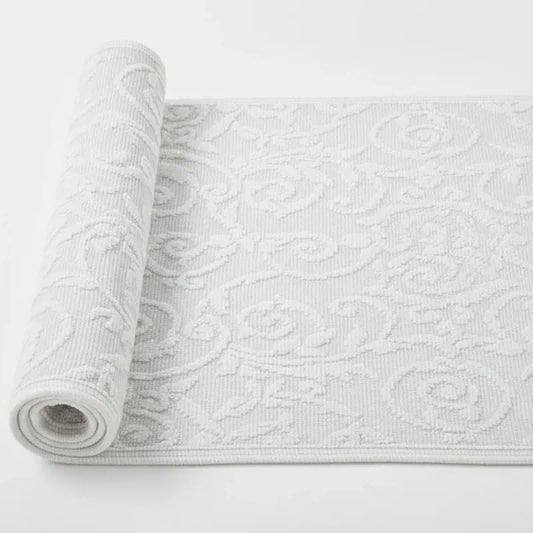 Großer weißer Vorleger „Evelyn Kahle“ im Landhausstil mit Paisley-Muster – dekorativer Teppich für Wohnzimmer, Flur oder Schlafzimmer