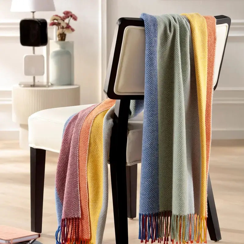 Bunte Wohndecke mit Fransen & Streifen – 130 × 170 cm Colour Lines
