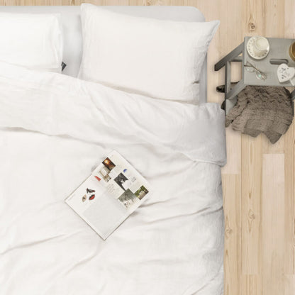Passion for Linen Belle Zweiseitige Leinen-Baumwollsatin-Bettwäsche, Weiß: Elegante Bettwäsche für Ihr Schlafzimmer.